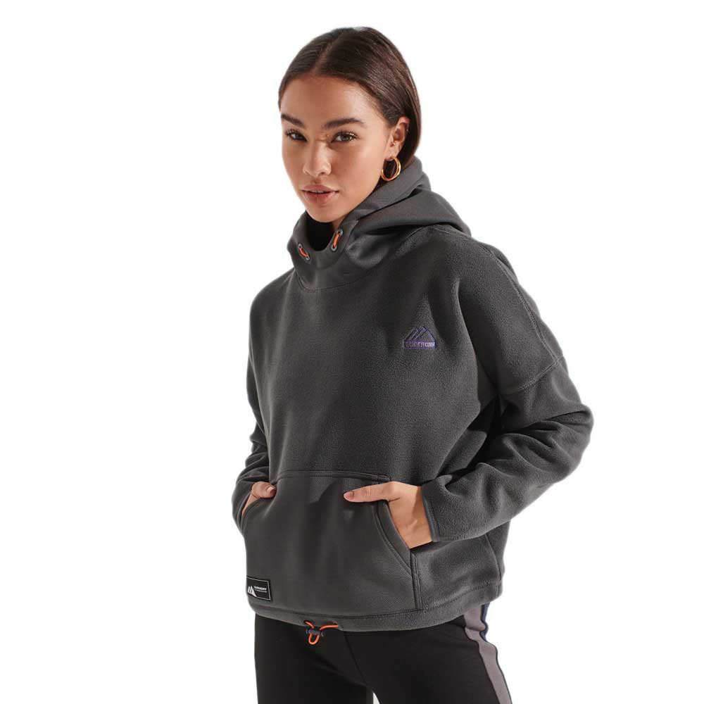 Superdry Mountain Fleece Crop Hood Pullover L Charcoal günstig online kaufen