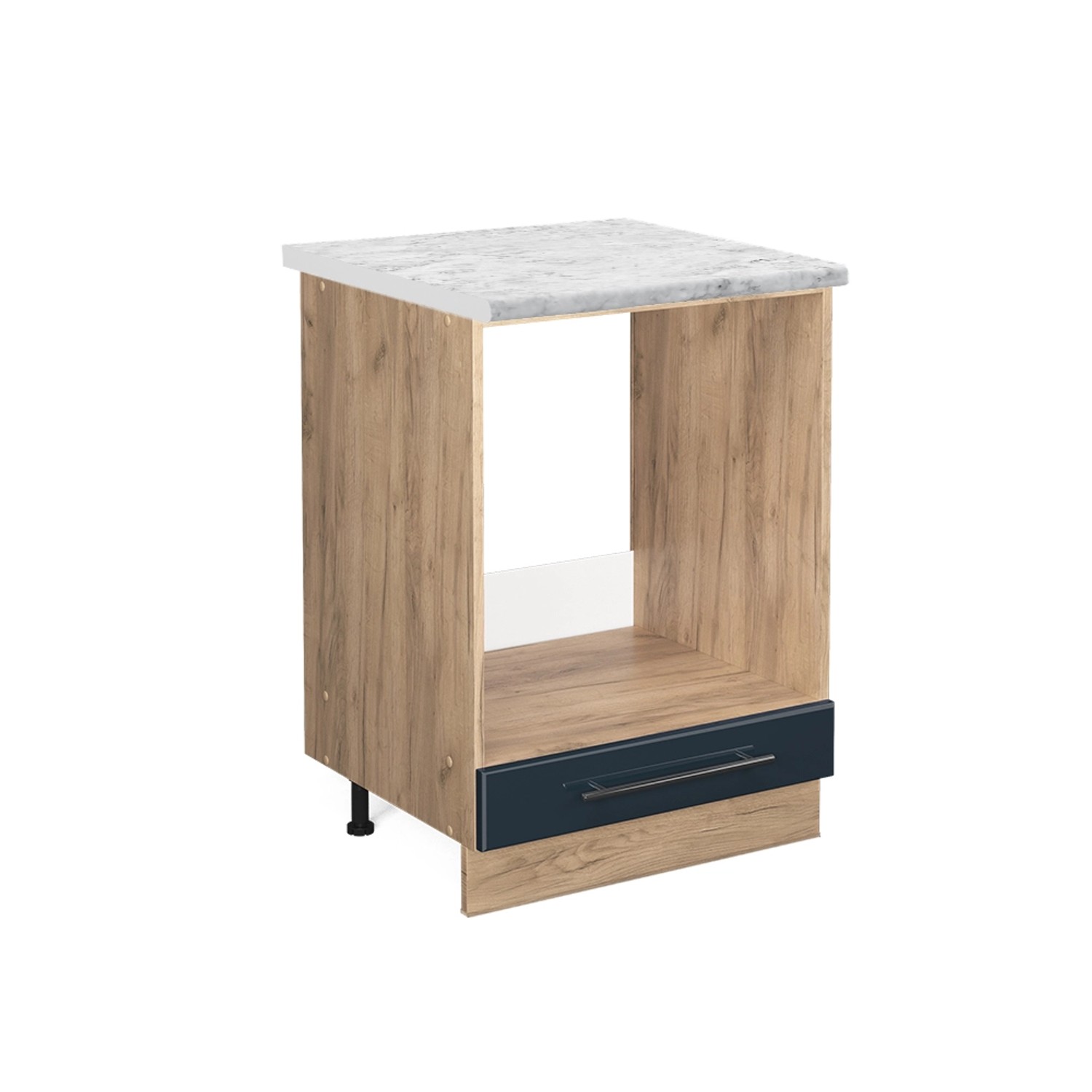 Vicco Herdumbauschrank Fame-Line Dunkelblau Hochglanz/Goldkraft Eiche 60 cm günstig online kaufen