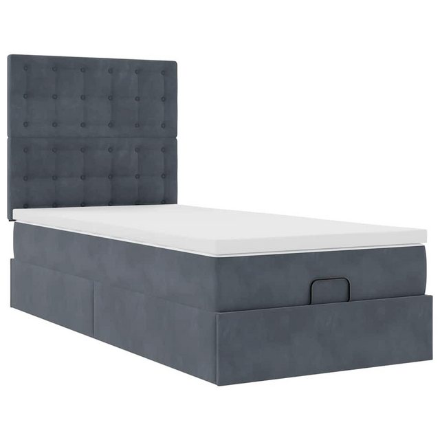 vidaXL Bett, Ottoman-Bett mit Matratzen & LEDs Dunkelgrau 90x200 cm Samt günstig online kaufen