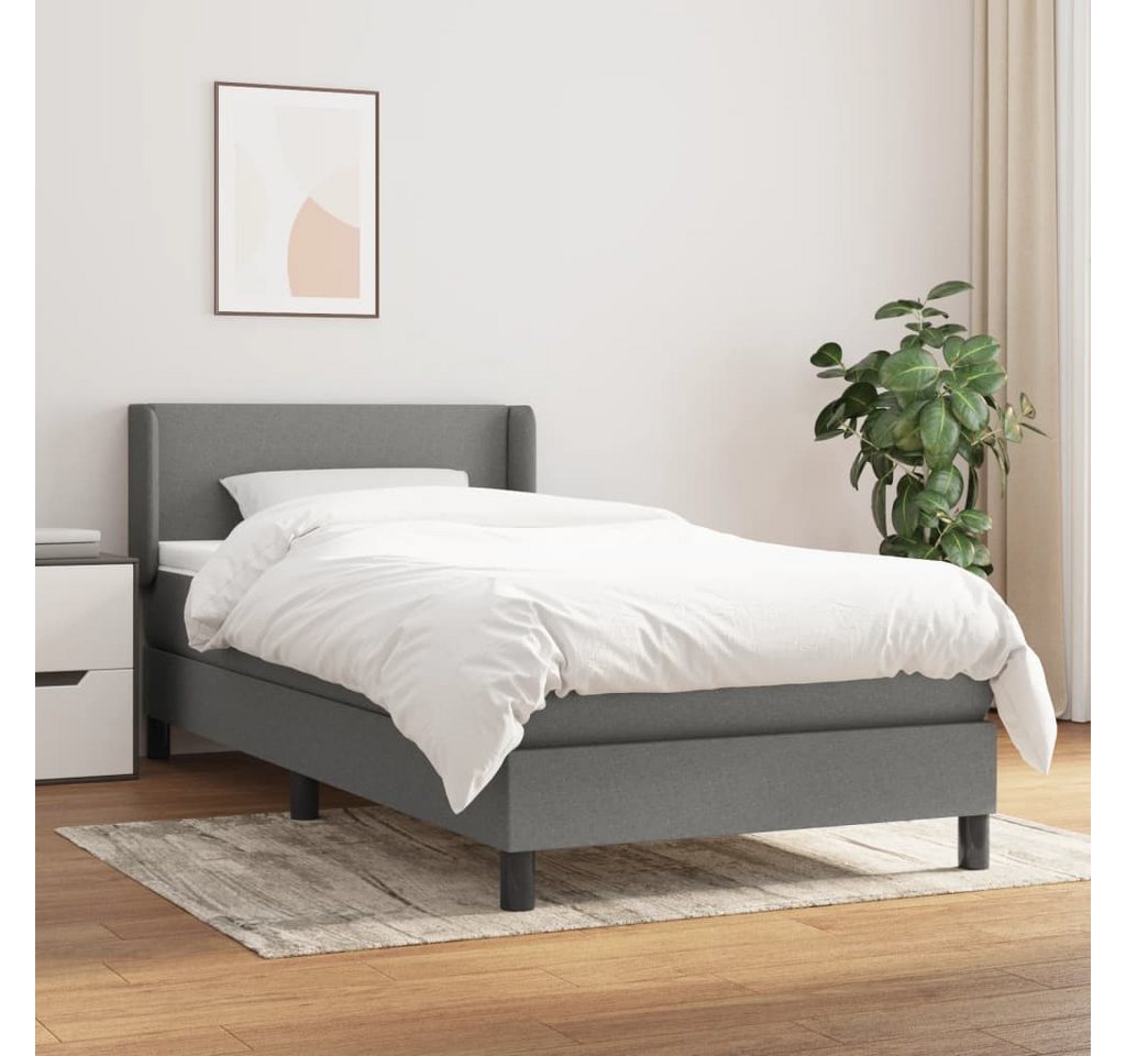 vidaXL Boxspringbett Boxspringbett mit Matratze Dunkelgrau 100x200 cm Stoff günstig online kaufen