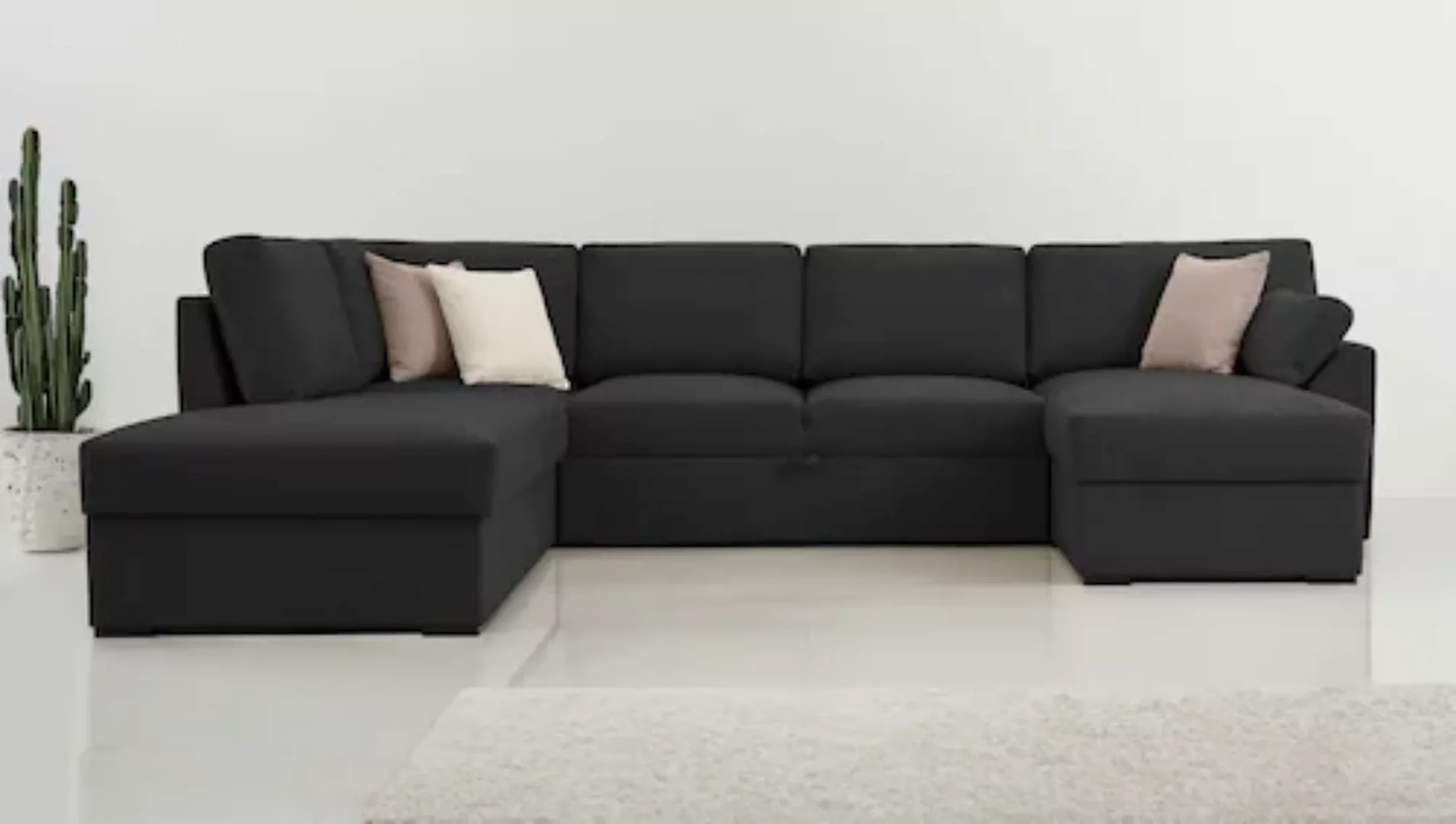 Home affaire Wohnlandschaft "Citry Schlafsofa", Breite 309 cm, Chenille, Be günstig online kaufen