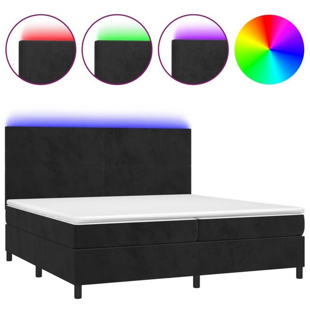 vidaXL Bettgestell Boxspringbett mit Matratze LED Schwarz 200x200 cm Samt B günstig online kaufen