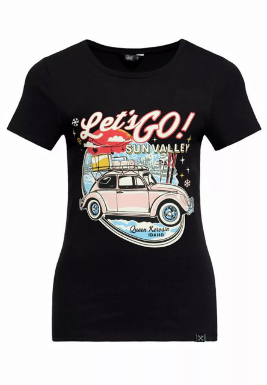 QueenKerosin T-Shirt Sun Valley mit Vintage-Car-Print günstig online kaufen