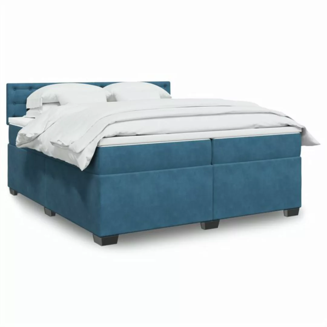 vidaXL Boxspringbett, Boxspringbett mit Matratze Blau 200x200 cm Samt günstig online kaufen