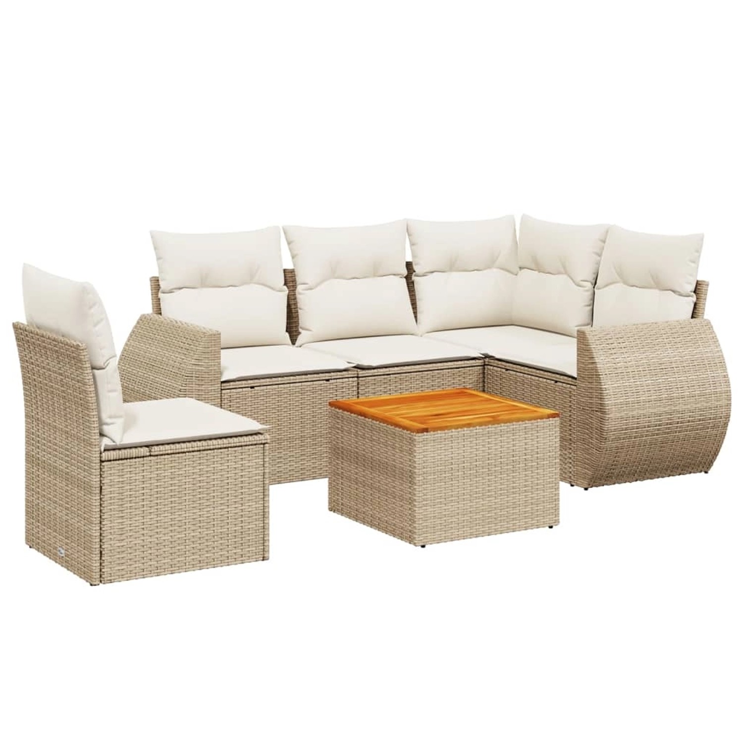 vidaXL 6-Tlg Garten-Sofagarnitur mit Kissen Beige Poly Rattan 3225008 günstig online kaufen
