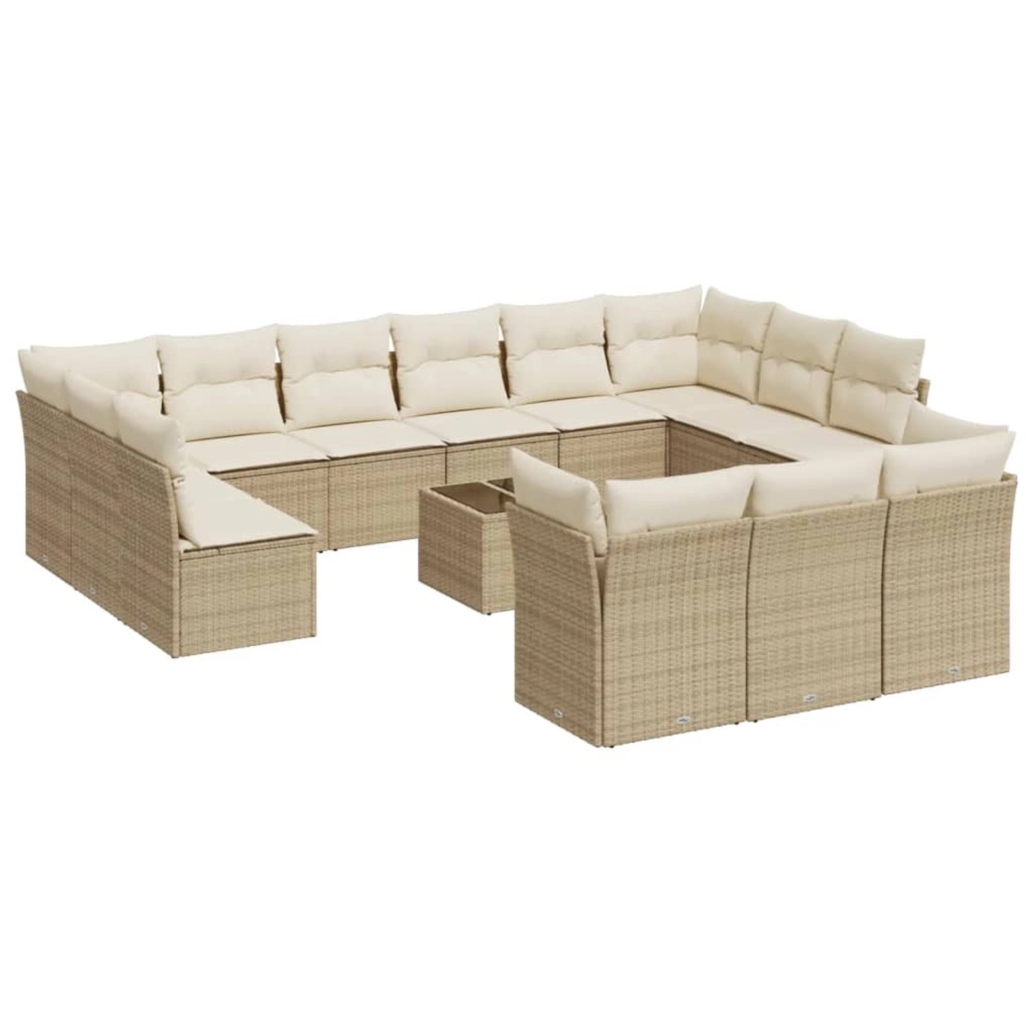 vidaXL 14-Tlg Garten-Sofagarnitur mit Kissen Beige Poly Rattan 3218458 günstig online kaufen