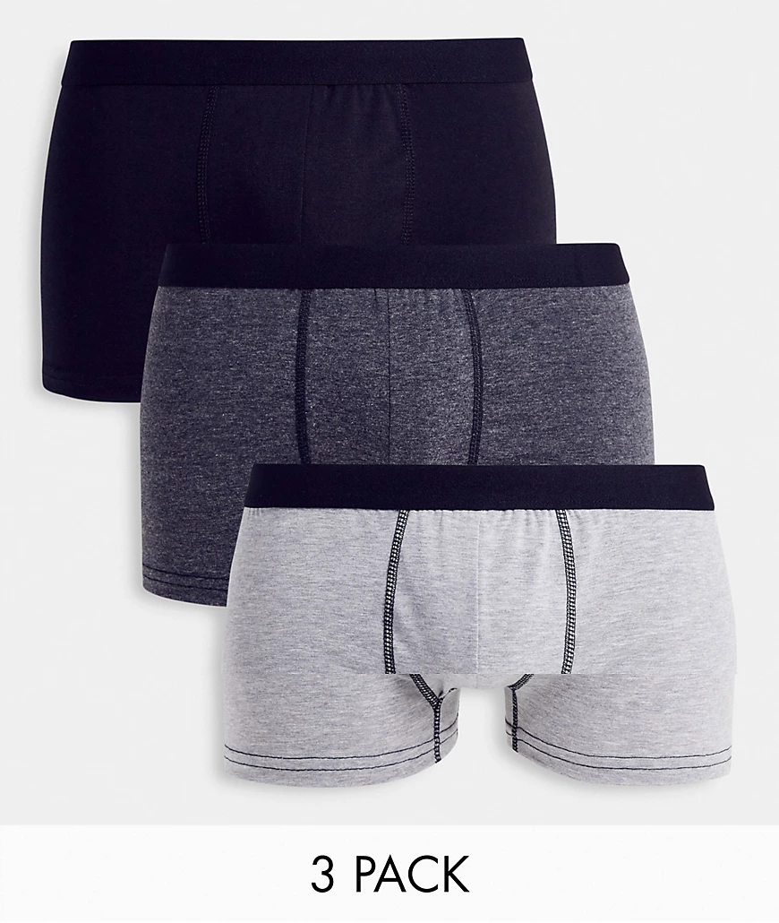 New Look – Unterhosen in Unigrau mit kontrastierendem Bund-Mehrfarbig günstig online kaufen