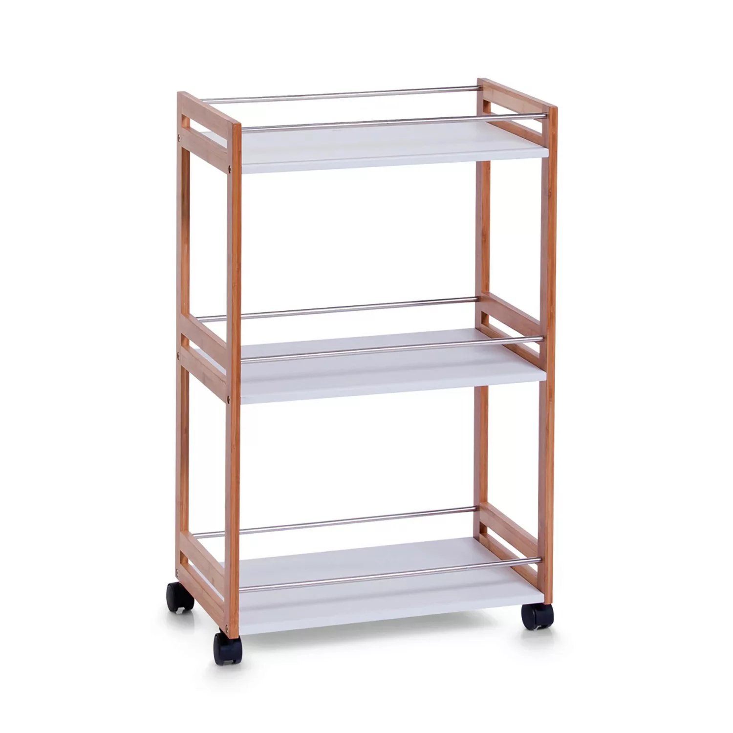 Zeller Rollwagen Bambus/MDF 81 cm x 30 cm x 51 cm Weiß günstig online kaufen