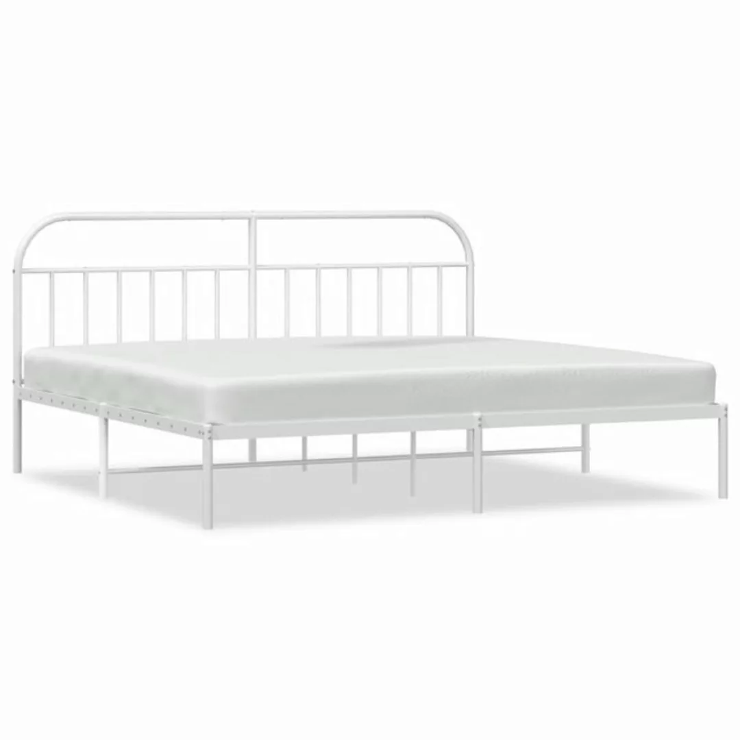 furnicato Bett Bettgestell mit Kopfteil Metall Weiß 193x203 cm günstig online kaufen