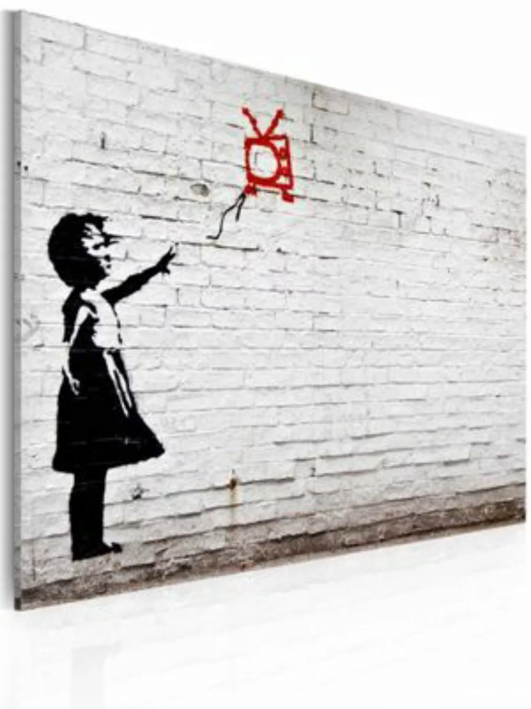 artgeist Wandbild Mädchen mit Fernseher (Banksy) mehrfarbig Gr. 60 x 40 günstig online kaufen