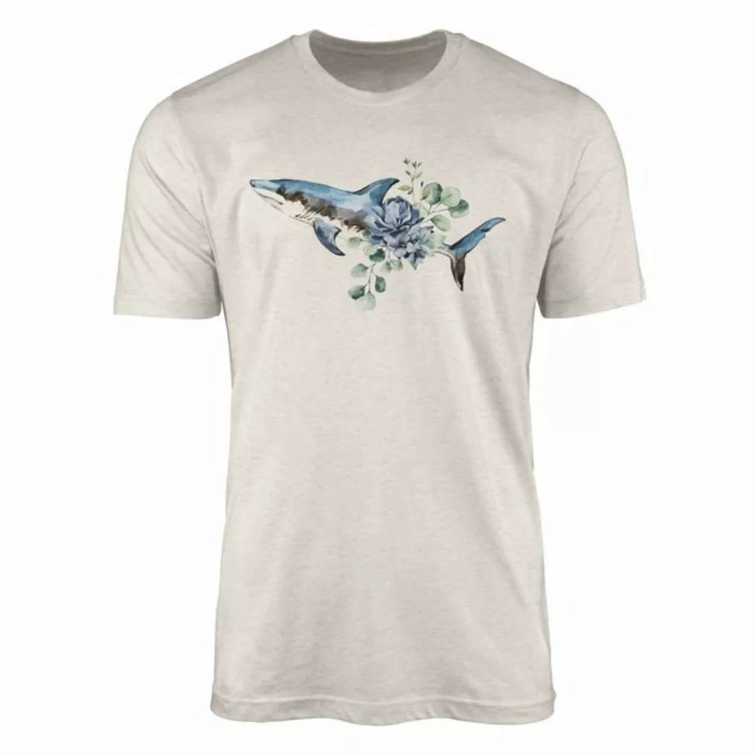 Sinus Art T-Shirt Herren Shirt 100% gekämmte Bio-Baumwolle T-Shirt Hai Wass günstig online kaufen