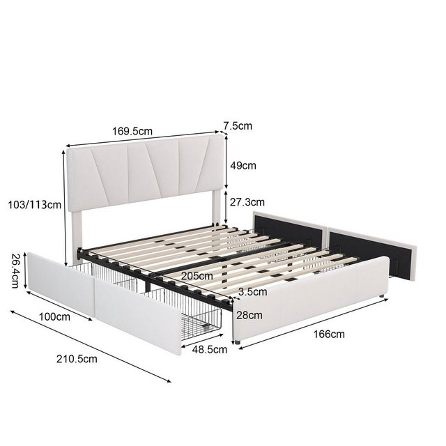 HAUSS SPLOE Bett Polsterbett Doppelbett Funktionsbett Bettrahmen mit Schubl günstig online kaufen