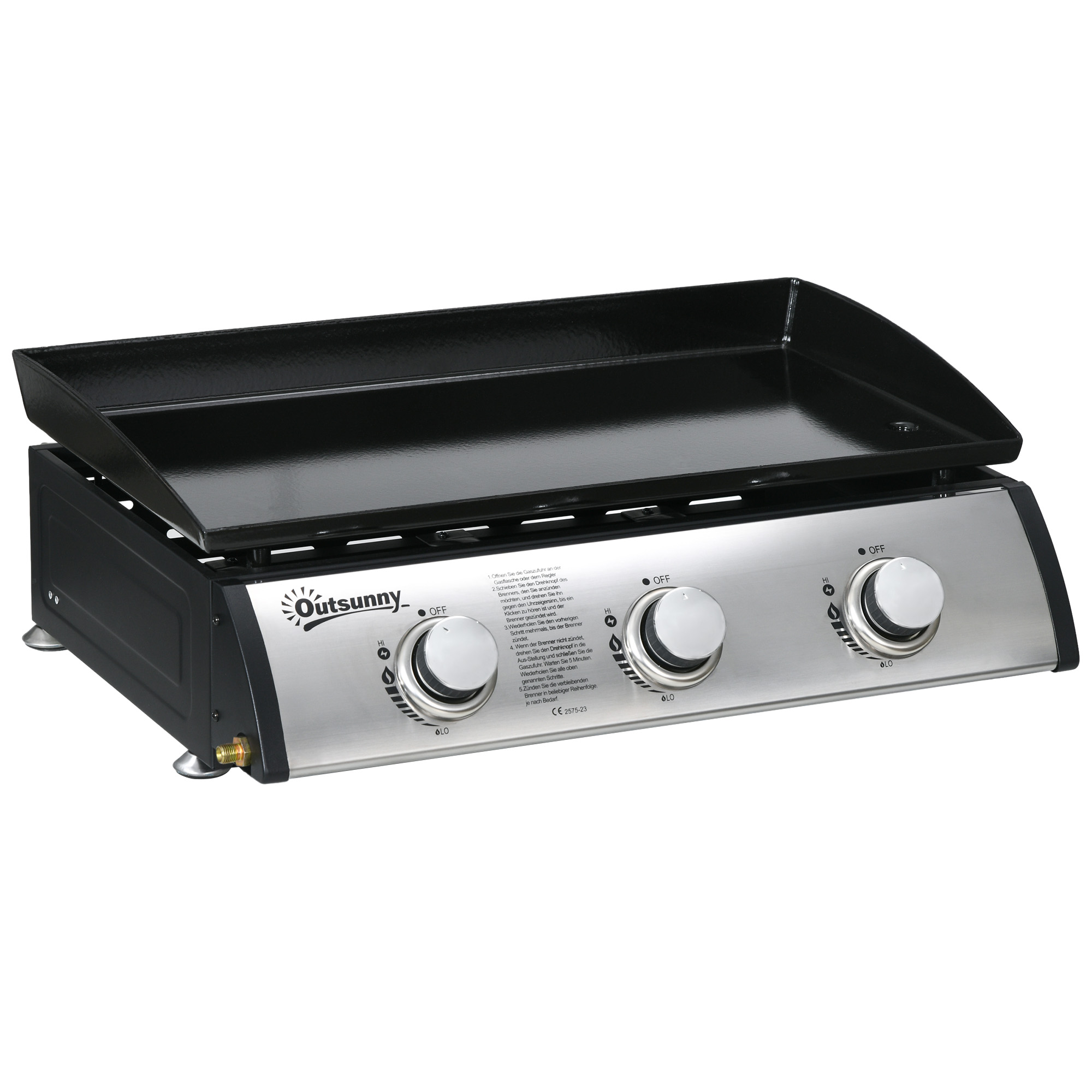 Outsunny Gasgrill, Tischgrill BBQ mit 3 Brennern, Tischgasgrill mit Schlauc günstig online kaufen