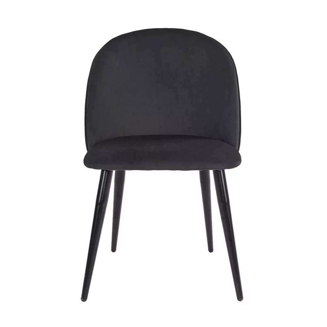Schwarze Samt Stühle im Retrostil Gestell aus Metall (2er Set) günstig online kaufen