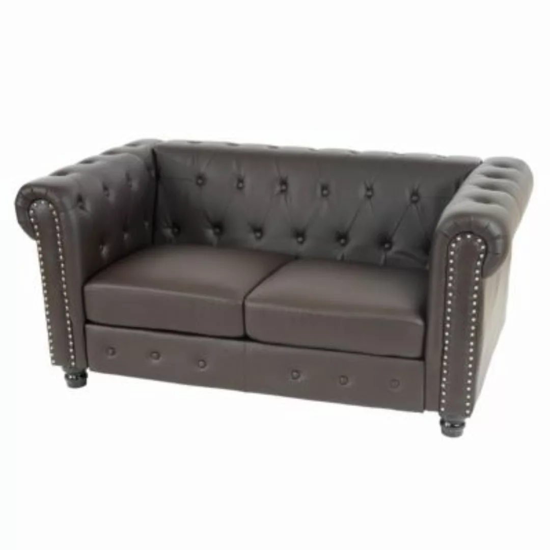 HWC Mendler Luxus 2er Sofa, runde Füße braun günstig online kaufen