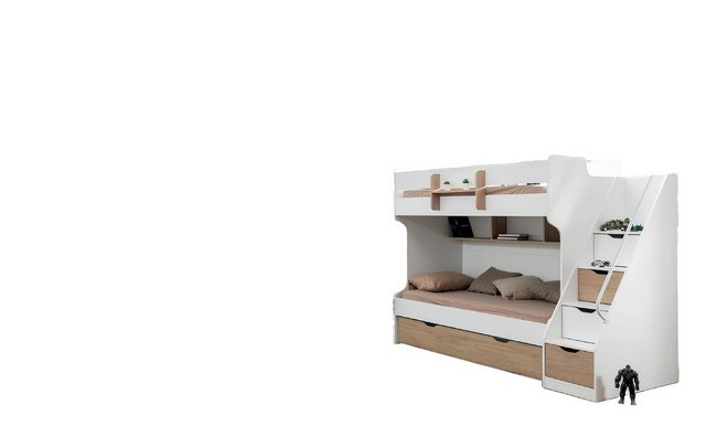 Xlmoebel Bett Vier-teiliges Schlafzimmer-Set mit Hochbett, Etagenbett, Komm günstig online kaufen