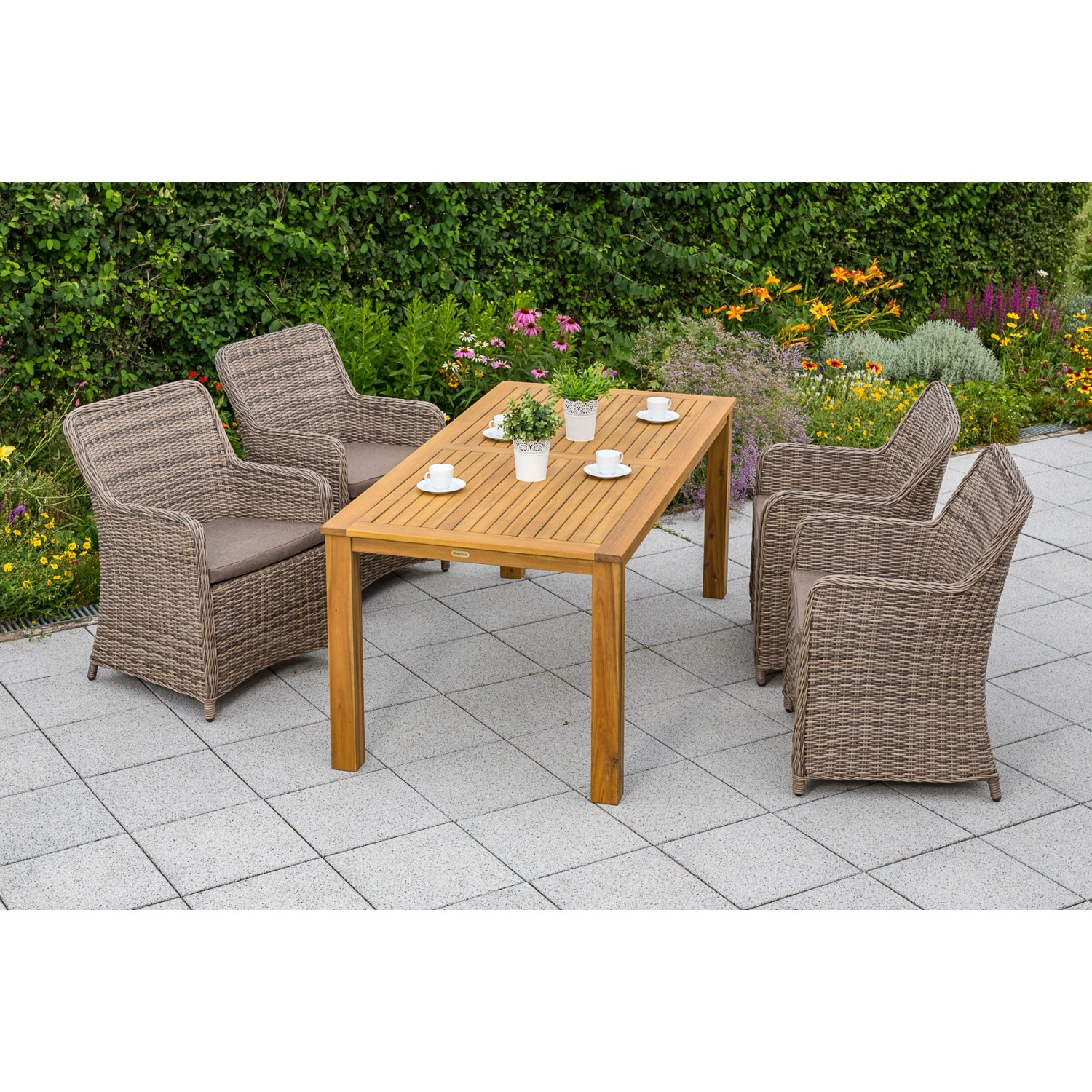 Merxx Riviera Set 5-tlg. Gartentisch 185 x 90 cm günstig online kaufen