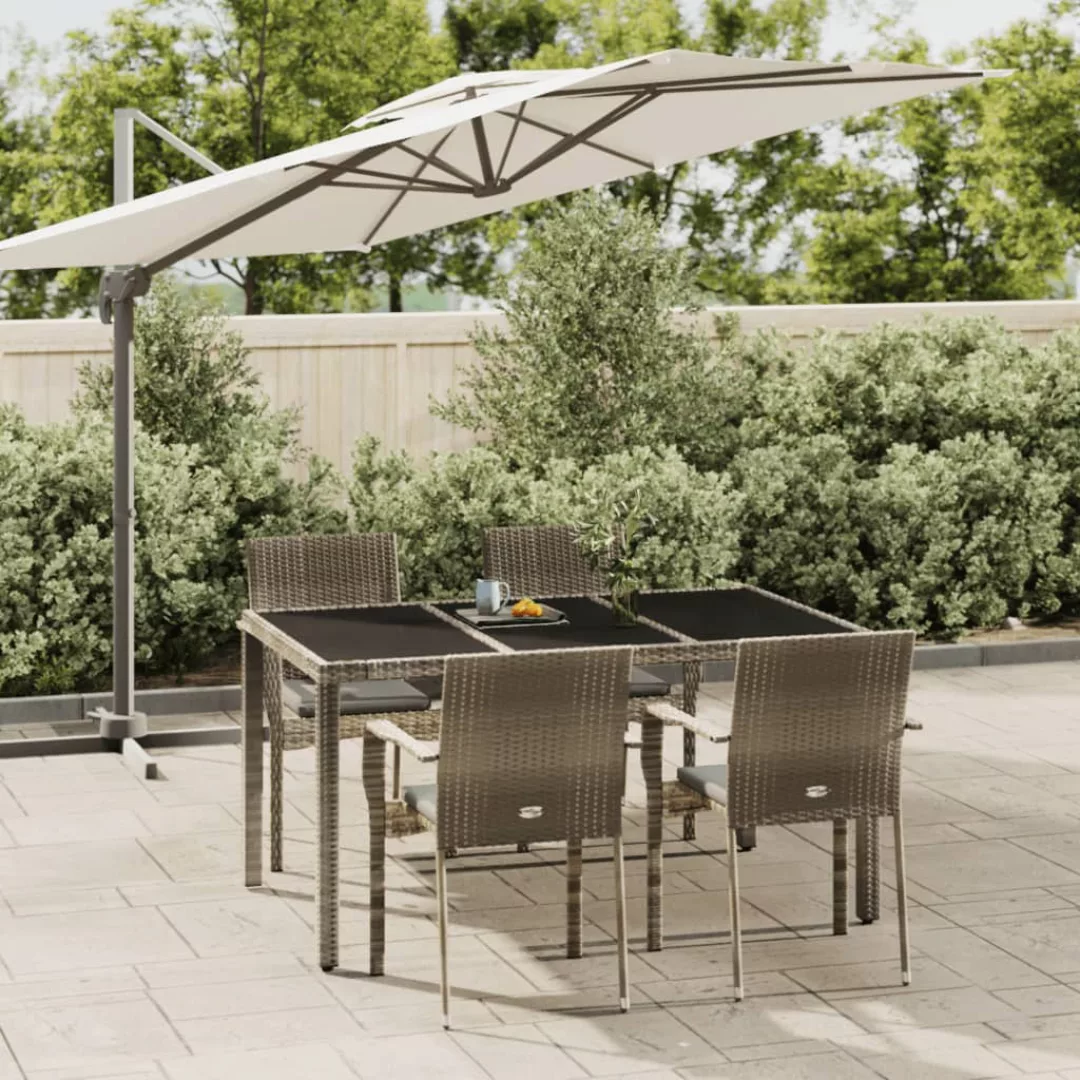 Vidaxl 5-tlg. Garten-essgruppe Mit Kissen Grau Poly Rattan günstig online kaufen