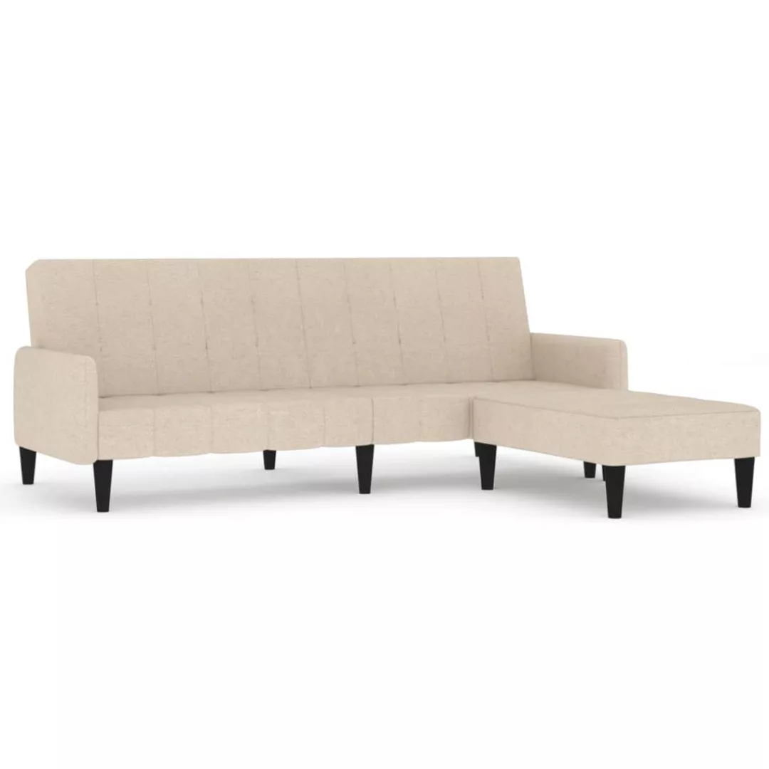 Vidaxl Schlafsofa 2-sitzer Mit Hocker Creme Mikrofasergewebe günstig online kaufen