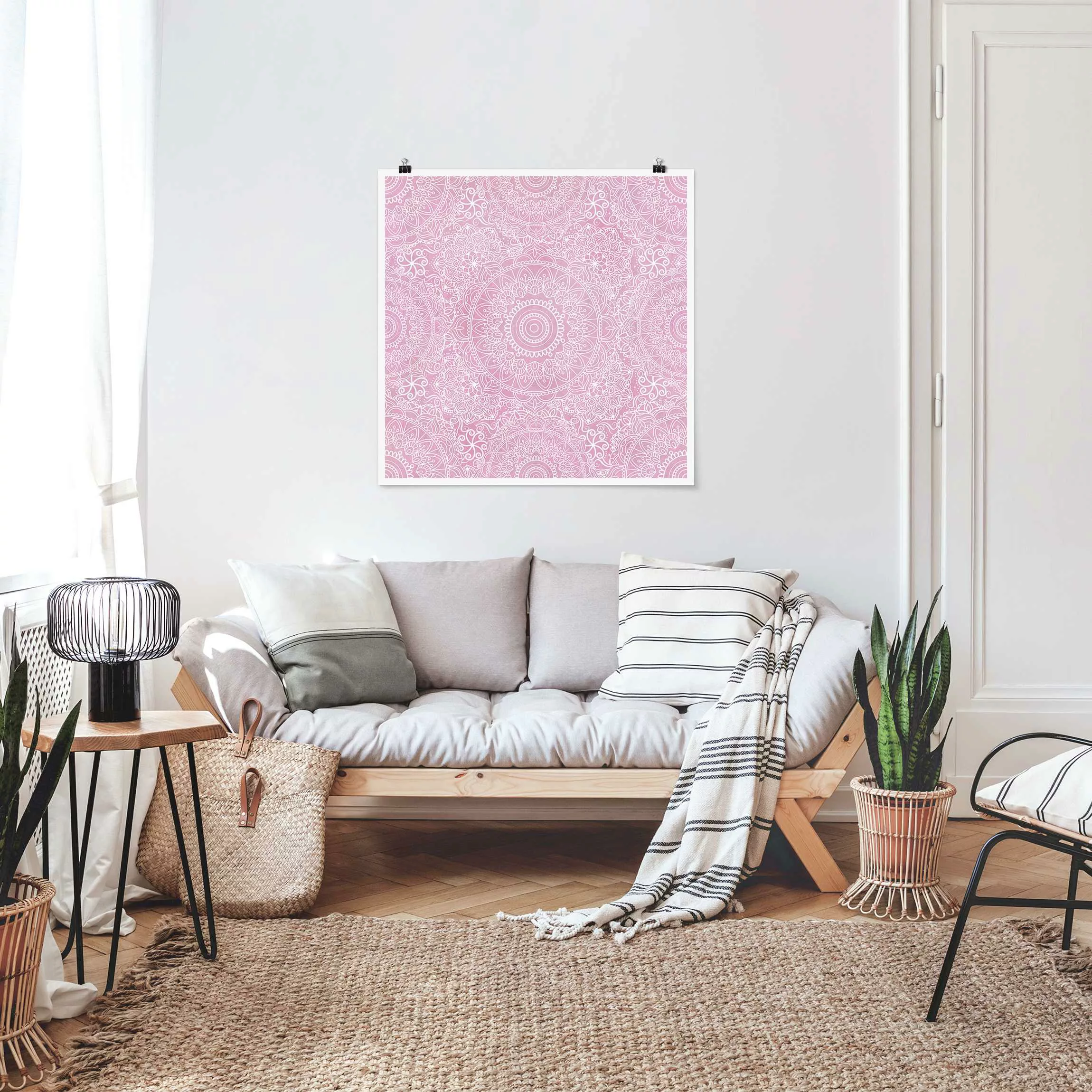 Poster Muster Mandala Rosa günstig online kaufen