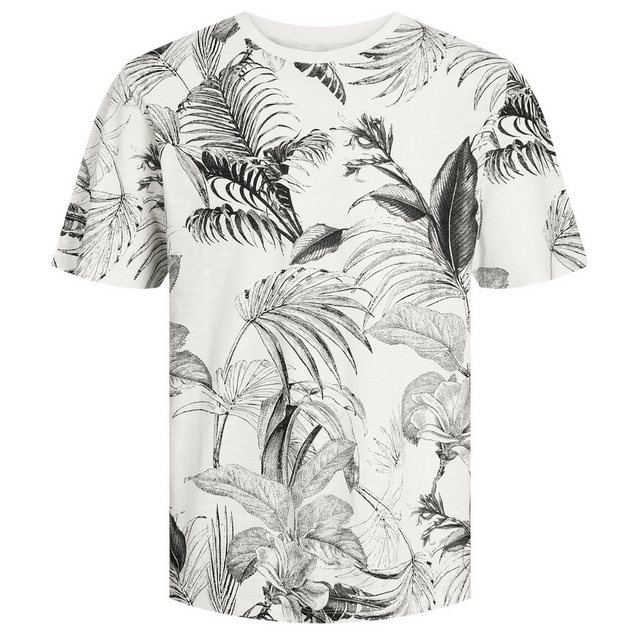 Jack & Jones Rundhalsshirt Große Größen T-Shirt offwhite-schwarz floral JJG günstig online kaufen