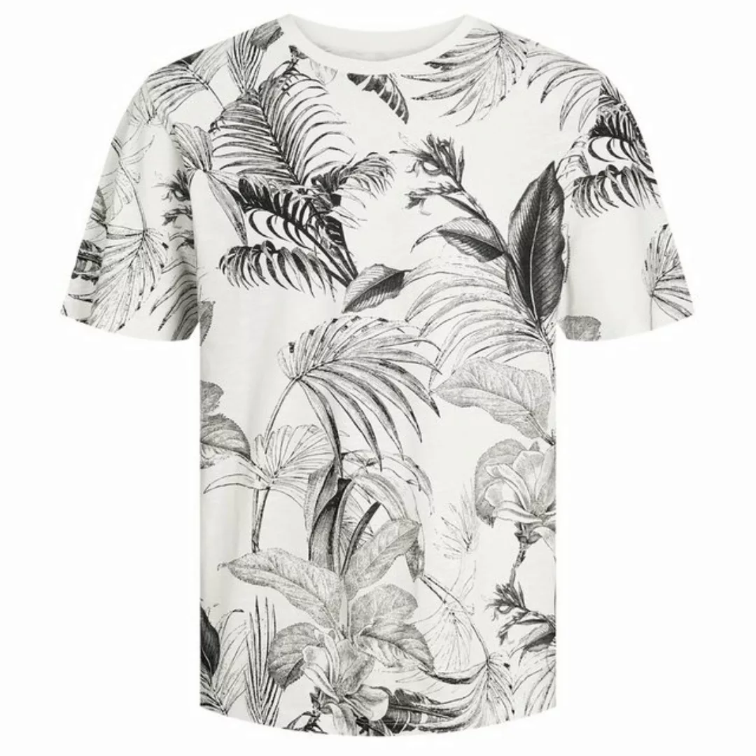 Jack & Jones Rundhalsshirt Jack&Jones T-Shirt XXL offwhite-schwarz floral J günstig online kaufen