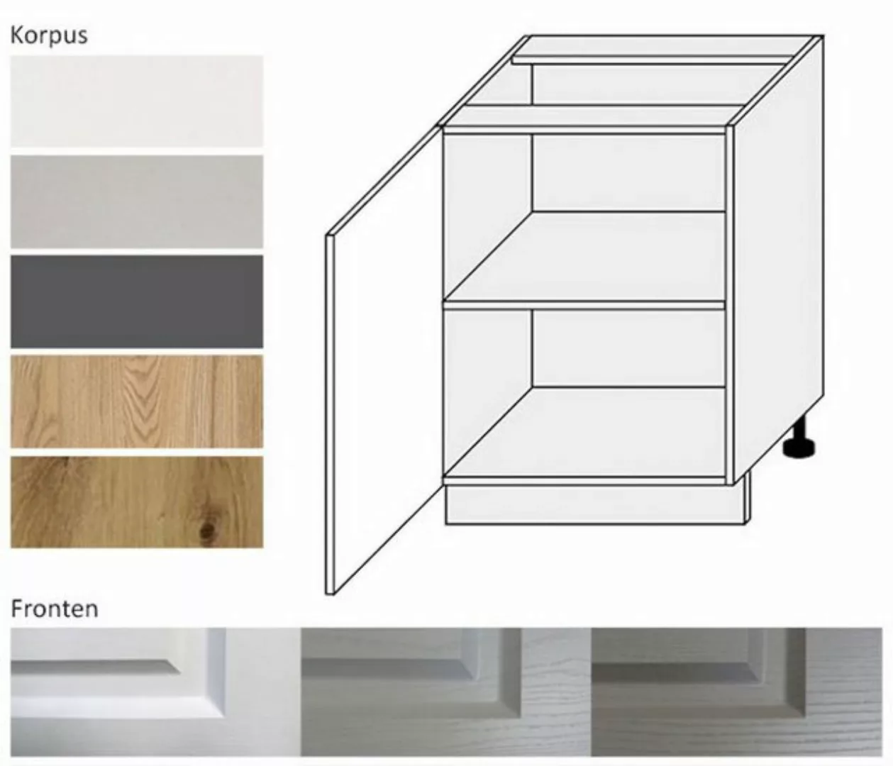 Feldmann-Wohnen Unterschrank Elbing (Elbing, 1-St) 60cm Front- und Korpusfa günstig online kaufen