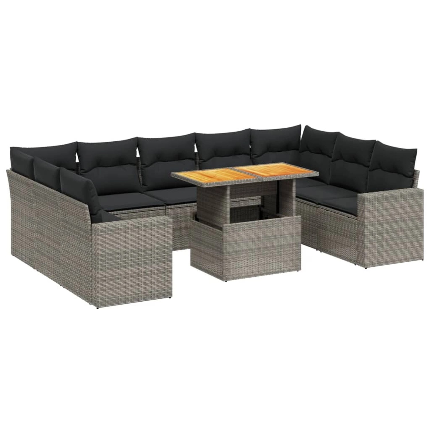 vidaXL 10-Tlg Garten-Sofagarnitur mit Kissen Grau Poly Rattan 3271459 günstig online kaufen