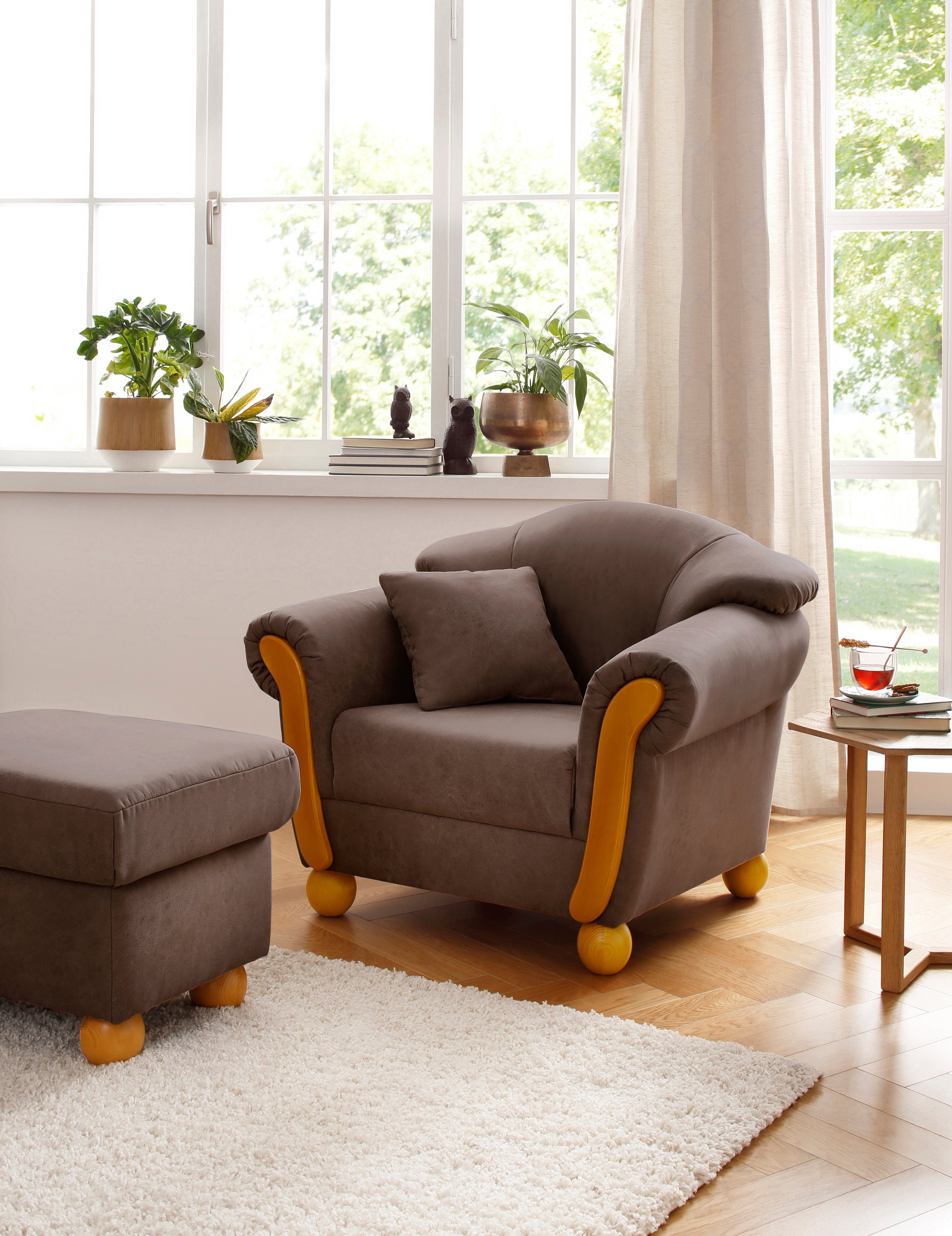 Home affaire Sessel "Milano, Loungesessel", hoher Sitzkomfort mit Federkern günstig online kaufen