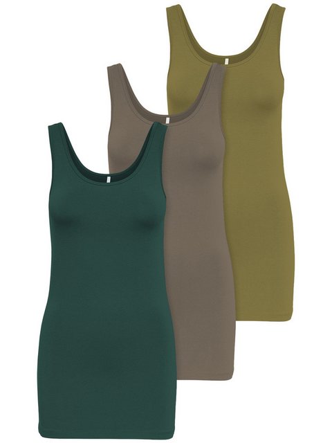 ONLY Tanktop Live Love (3-tlg) Lange Tops, elastische Baumwollqualität günstig online kaufen