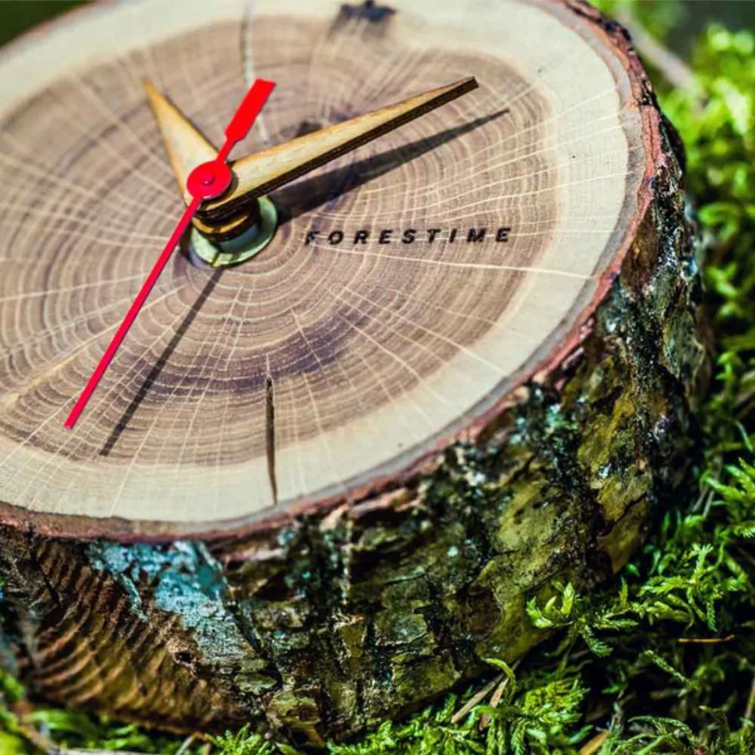 Tischuhr Forestime - Stylische Uhr Aus Echtem Eichenholzstamm günstig online kaufen