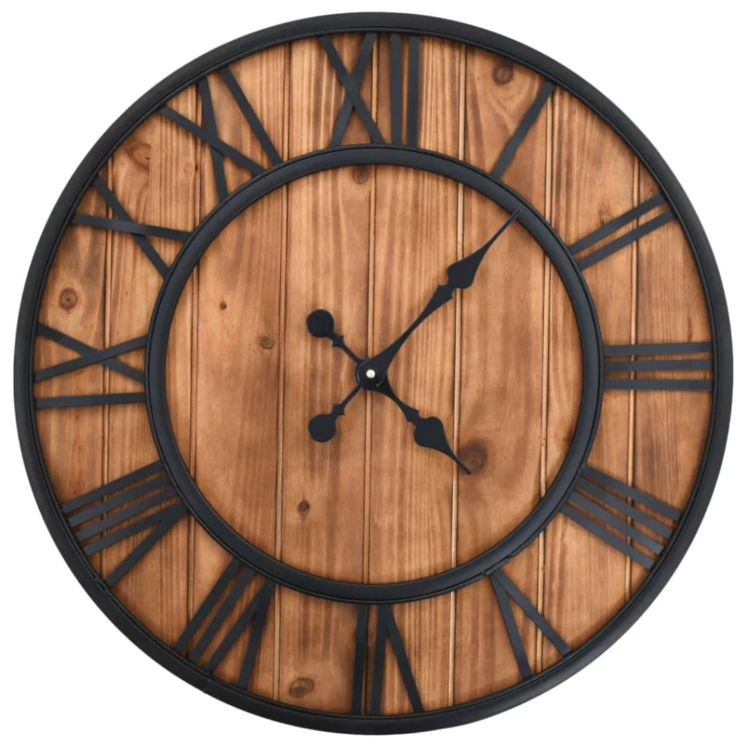 Wanduhr Vintage Mit Quarzwerk Holz Und Metall 60 Cm Xxl günstig online kaufen