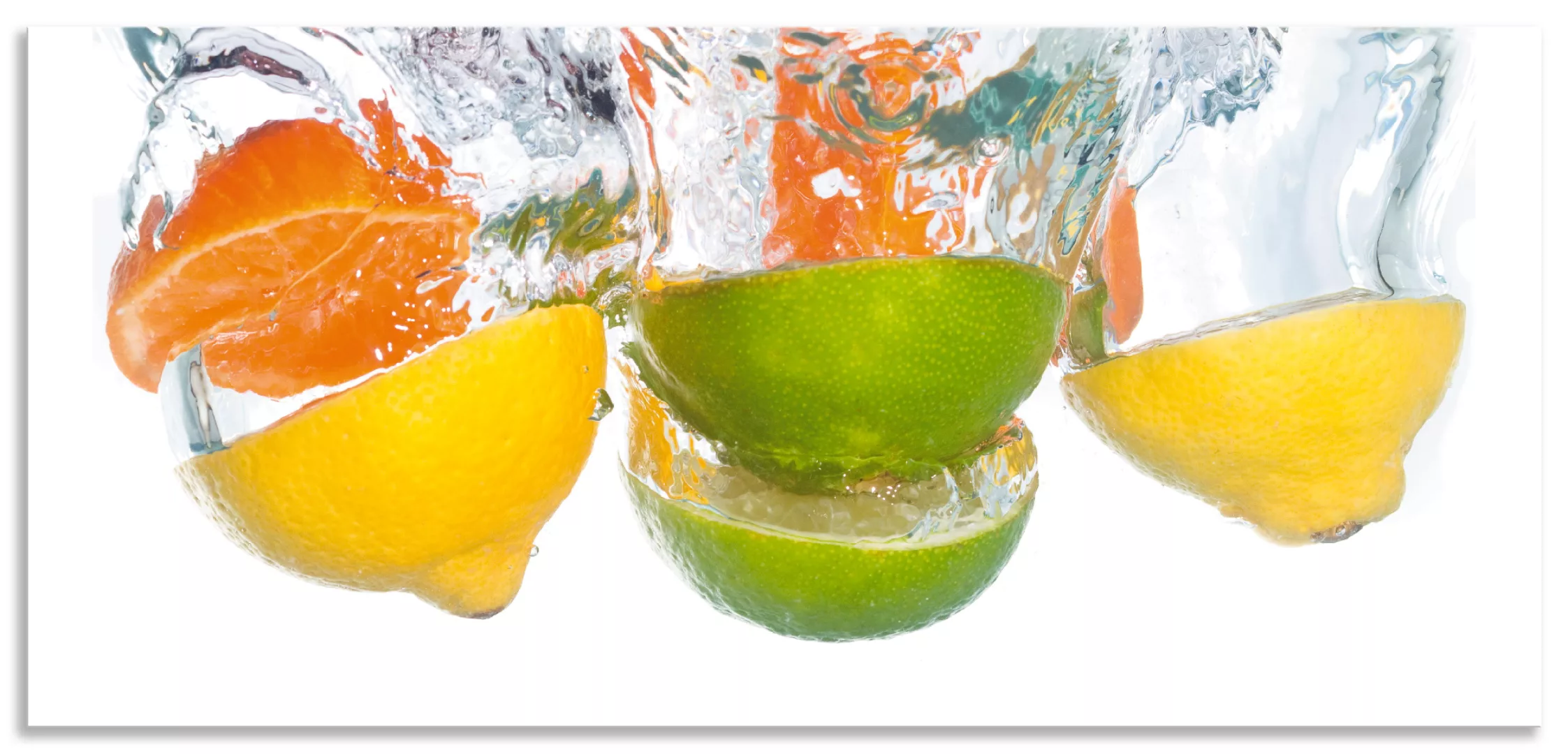 Artland Küchenrückwand "Zitrusfrüchte fallen in klares Wasser", (1 tlg.), A günstig online kaufen