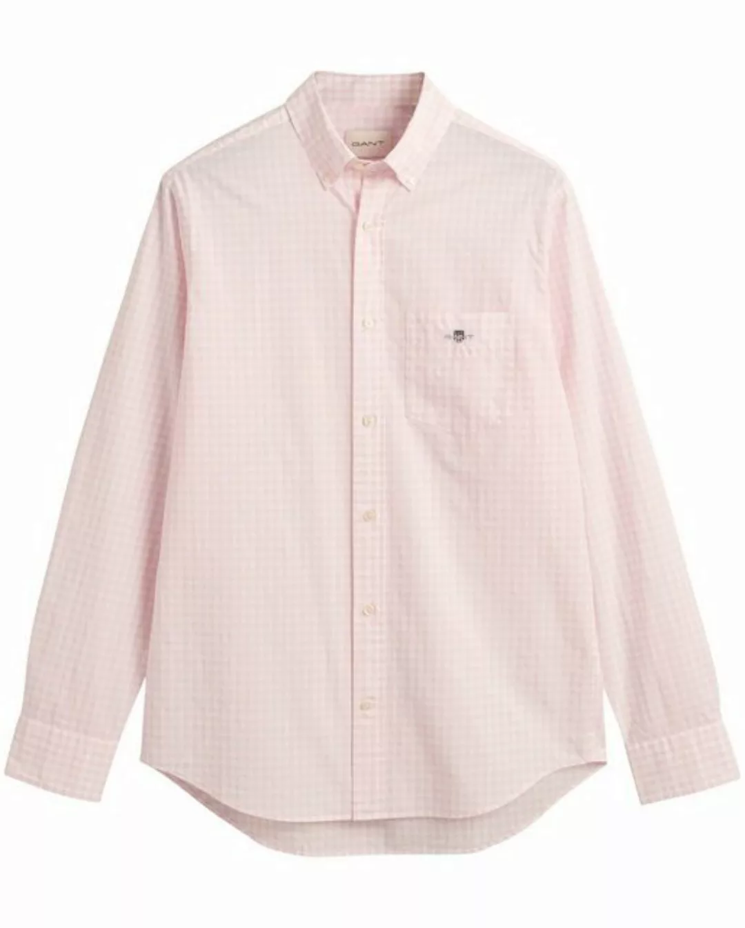 Gant Langarmhemd "REG POPLIN GINGHAM SHIRT", mit Logostickerei auf der Brus günstig online kaufen