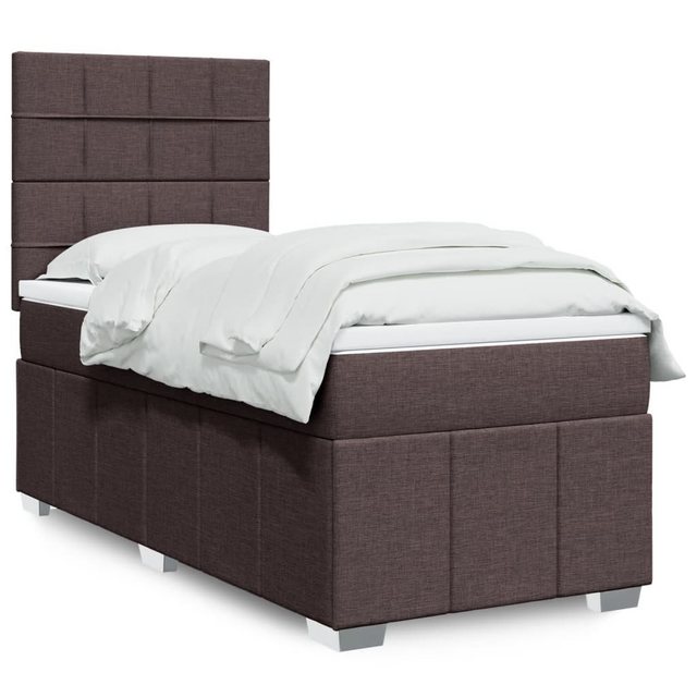 vidaXL Boxspringbett, Boxspringbett mit Matratze Dunkelbraun 90x190 cm Stof günstig online kaufen