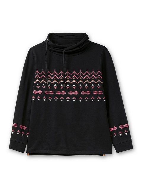 Sheego Sweatshirt Große Größen mit Norwegerprint und weitem Stehkragen günstig online kaufen