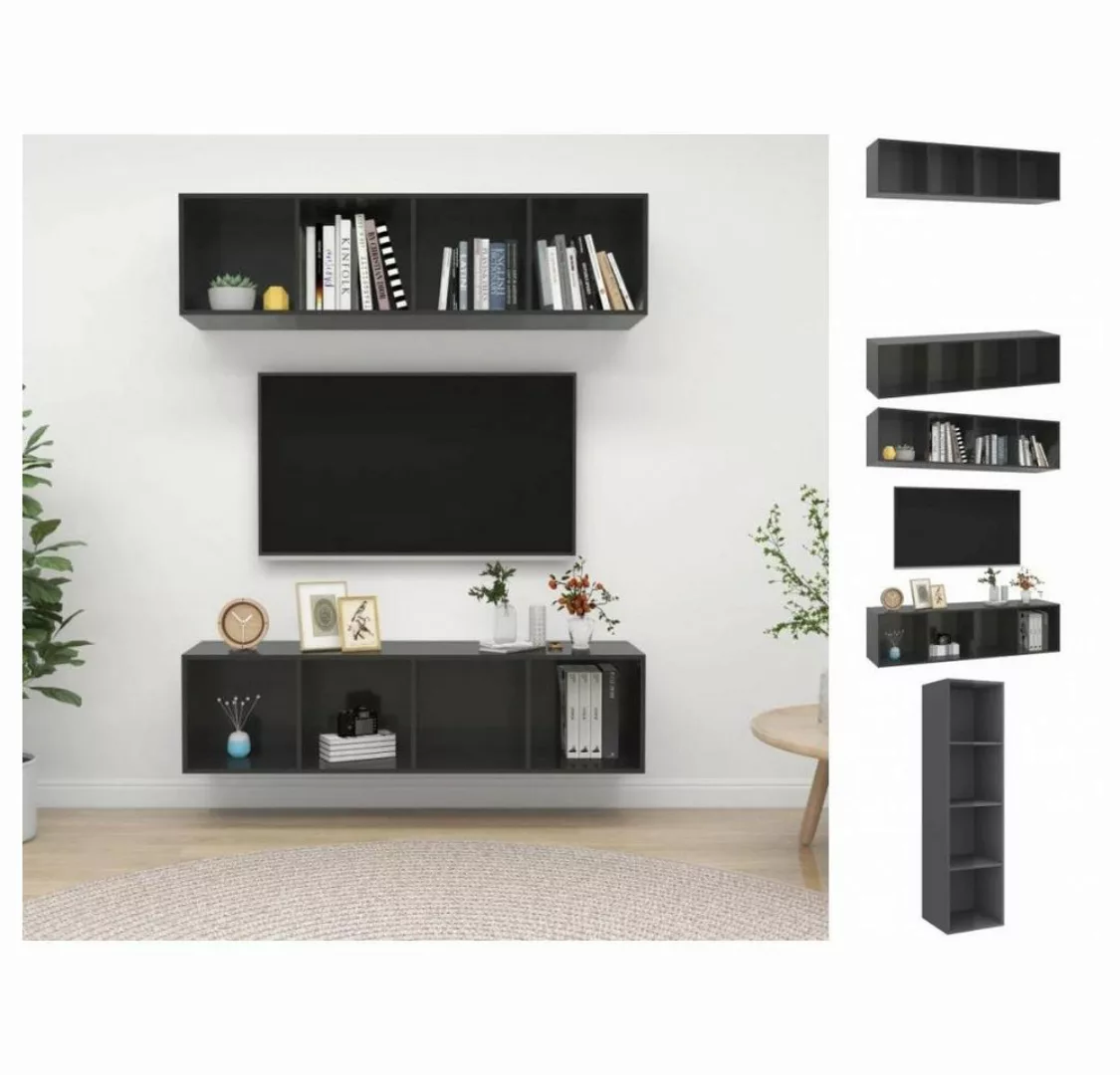 vidaXL TV-Schrank TV-Wandschränke 2 Stk Hochglanz-Grau Spanplatte günstig online kaufen