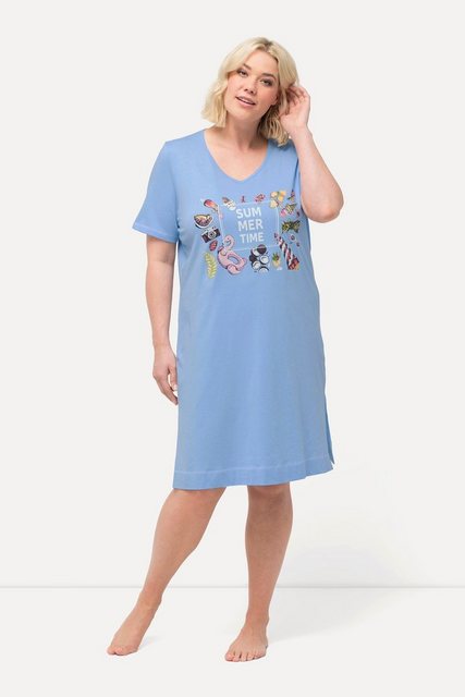 Ulla Popken Bigshirt Bigshirt bedruckt V-Ausschnitt Halbarm günstig online kaufen