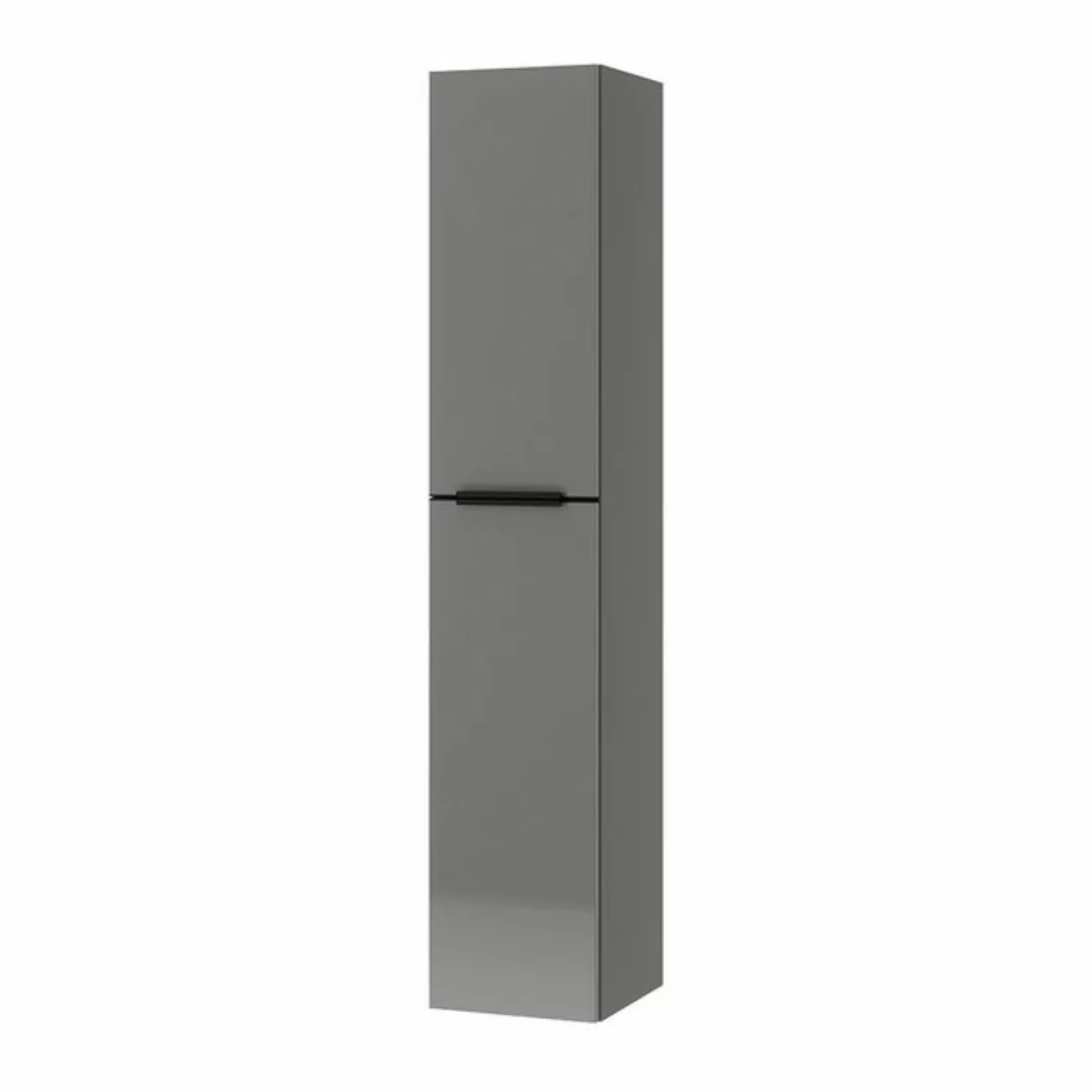 Lomadox Midischrank PALERMO-136-GREY grau mit schwarzen Griffen 30,3/160/37 günstig online kaufen