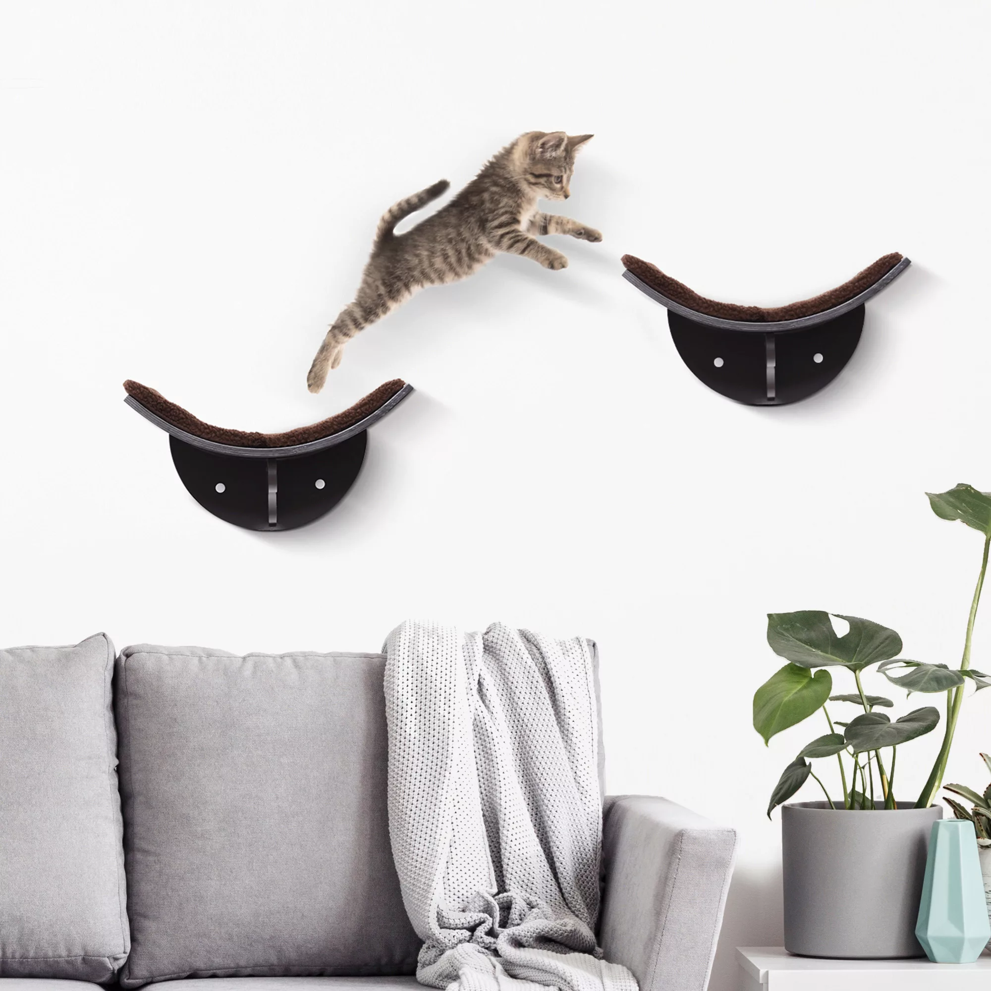 PawHut Katzenbett Wandmontage  Gemütliche Wandliege für Katzen mit Plüschau günstig online kaufen