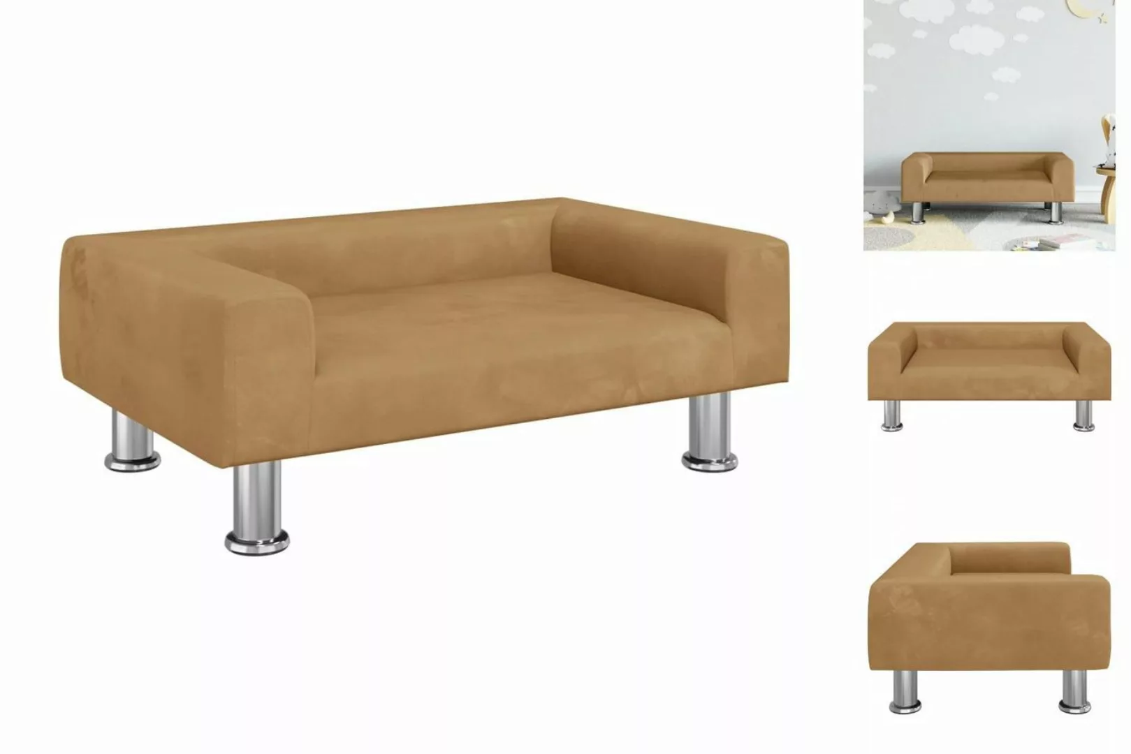 vidaXL Kindersofa Kindersofa Braun 70x45x26,5 cm Samt Kindercouch Kindermöb günstig online kaufen