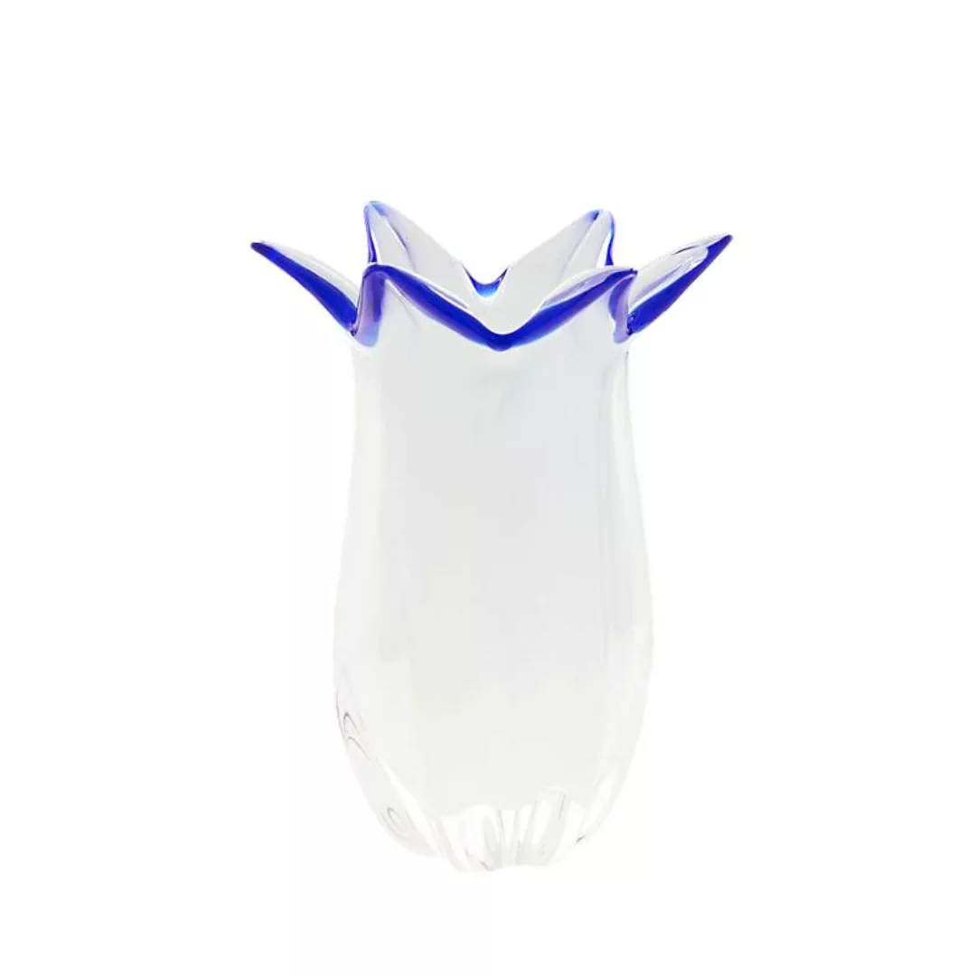 Vase White Queen 23 cm, Weiß/Blau, aus Glas günstig online kaufen