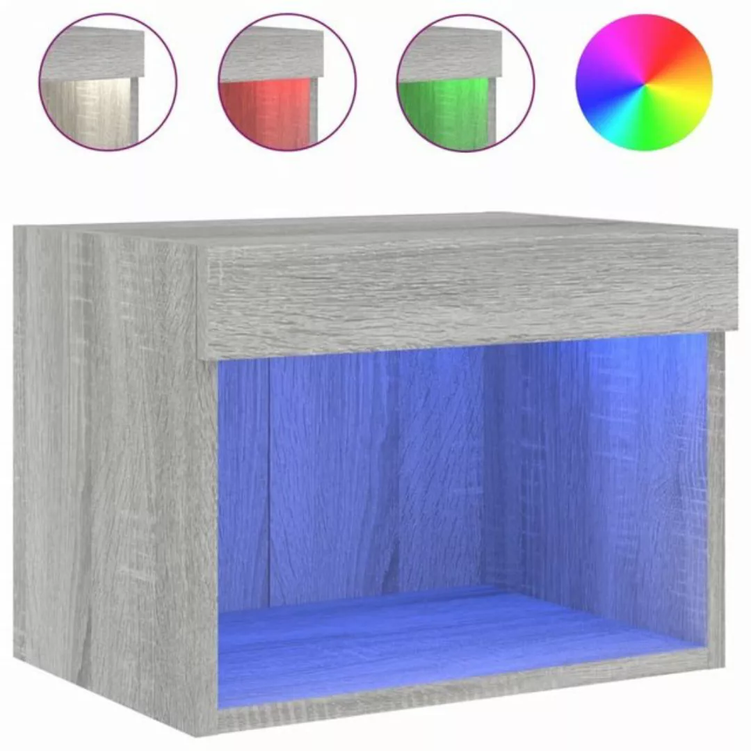 vidaXL TV-Schrank Wand-Nachttisch mit LED-Leuchten Grau Sonoma (1-St) günstig online kaufen