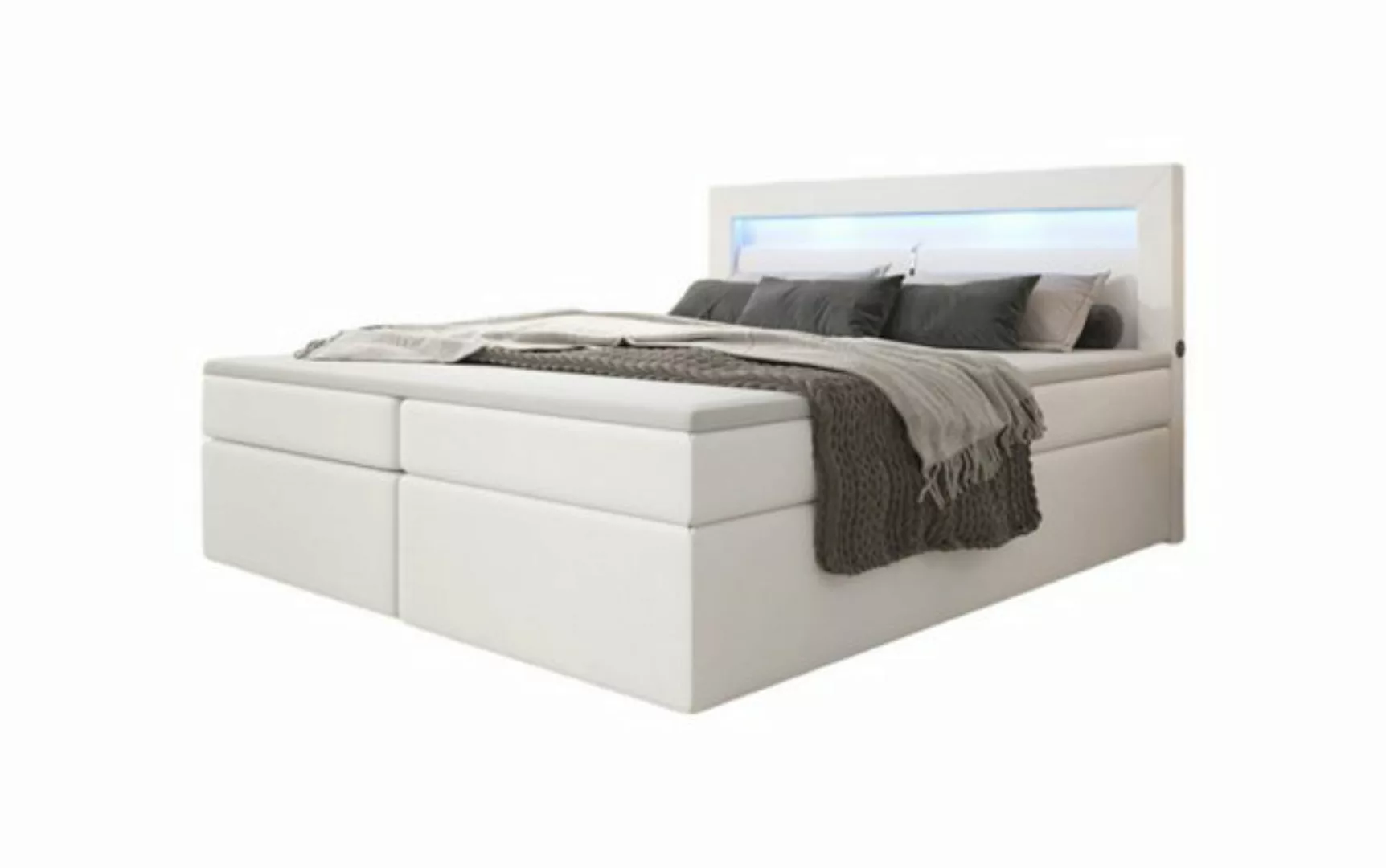 Luxusbetten24 Boxspringbett Repos, mit LED-Beleuchtung und USB-Anschluss günstig online kaufen