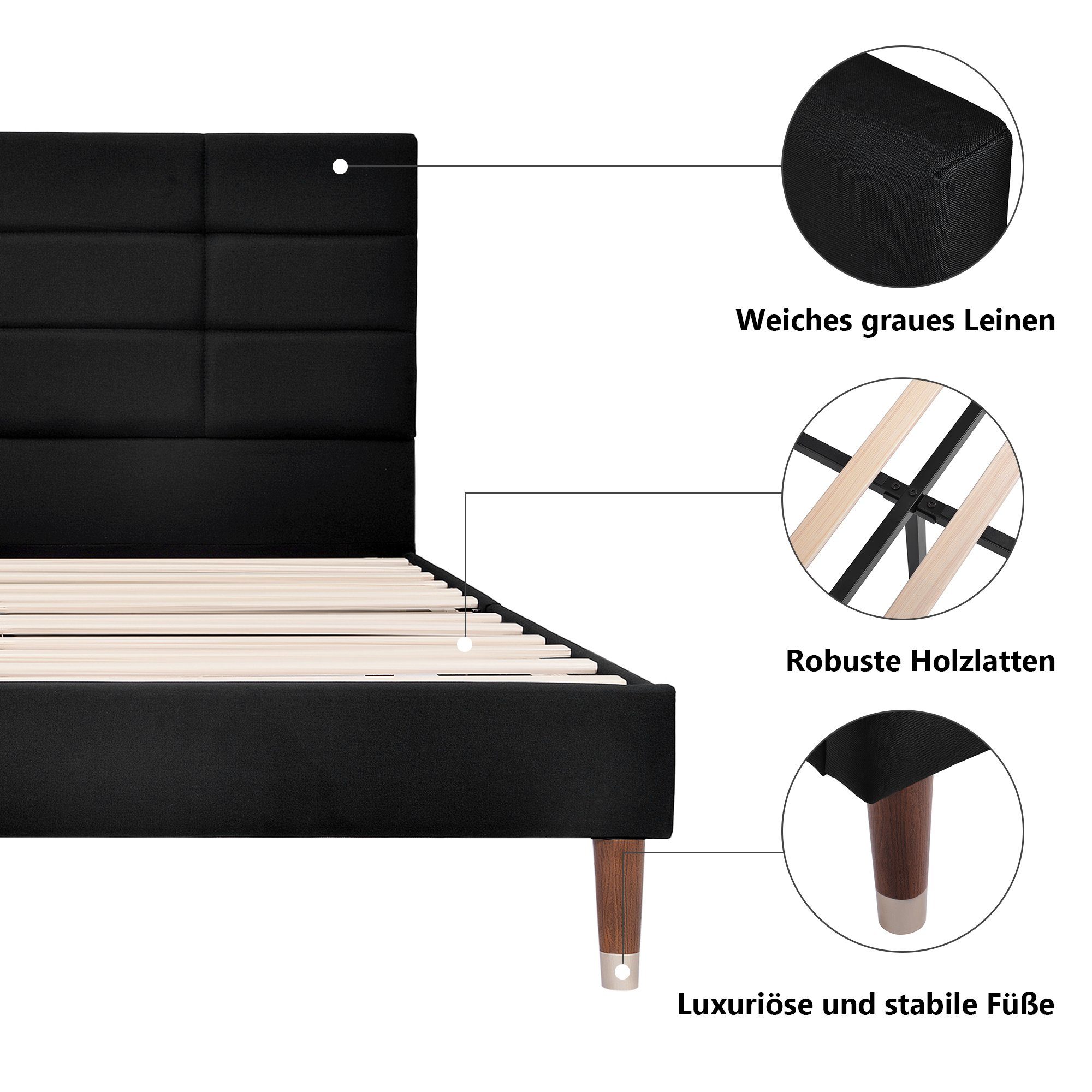 Flieks Polsterbett, Doppelbett Holzbett mit Lattenrost günstig online kaufen