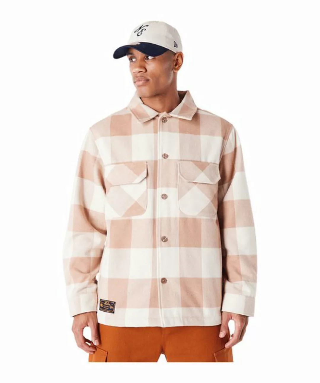 New Era Sweatjacke Ne Branded Plaid Trainingsjacke Beige günstig online kaufen