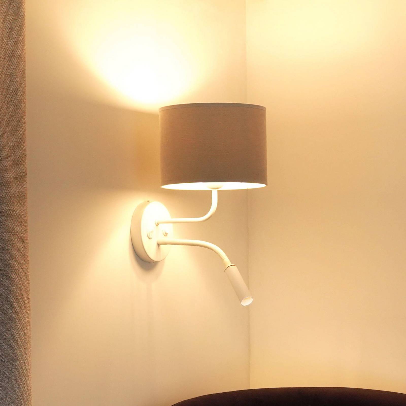 Wandleuchte Roller, Soro hellgrau, weiß, mit Leselicht günstig online kaufen