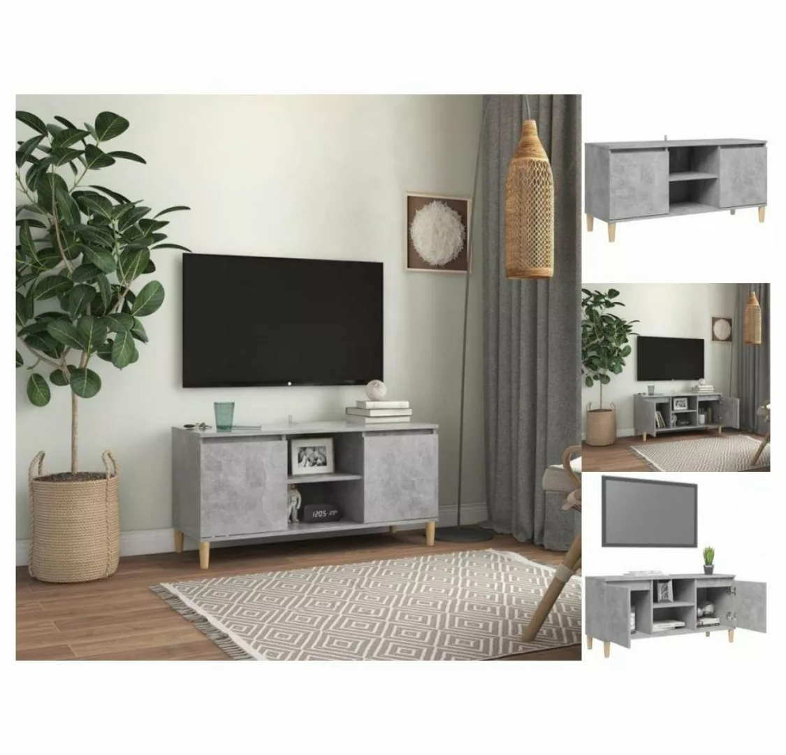vidaXL TV-Schrank TV-Schrank mit Massivholz-Beinen Betongrau 103,5x35x50 cm günstig online kaufen