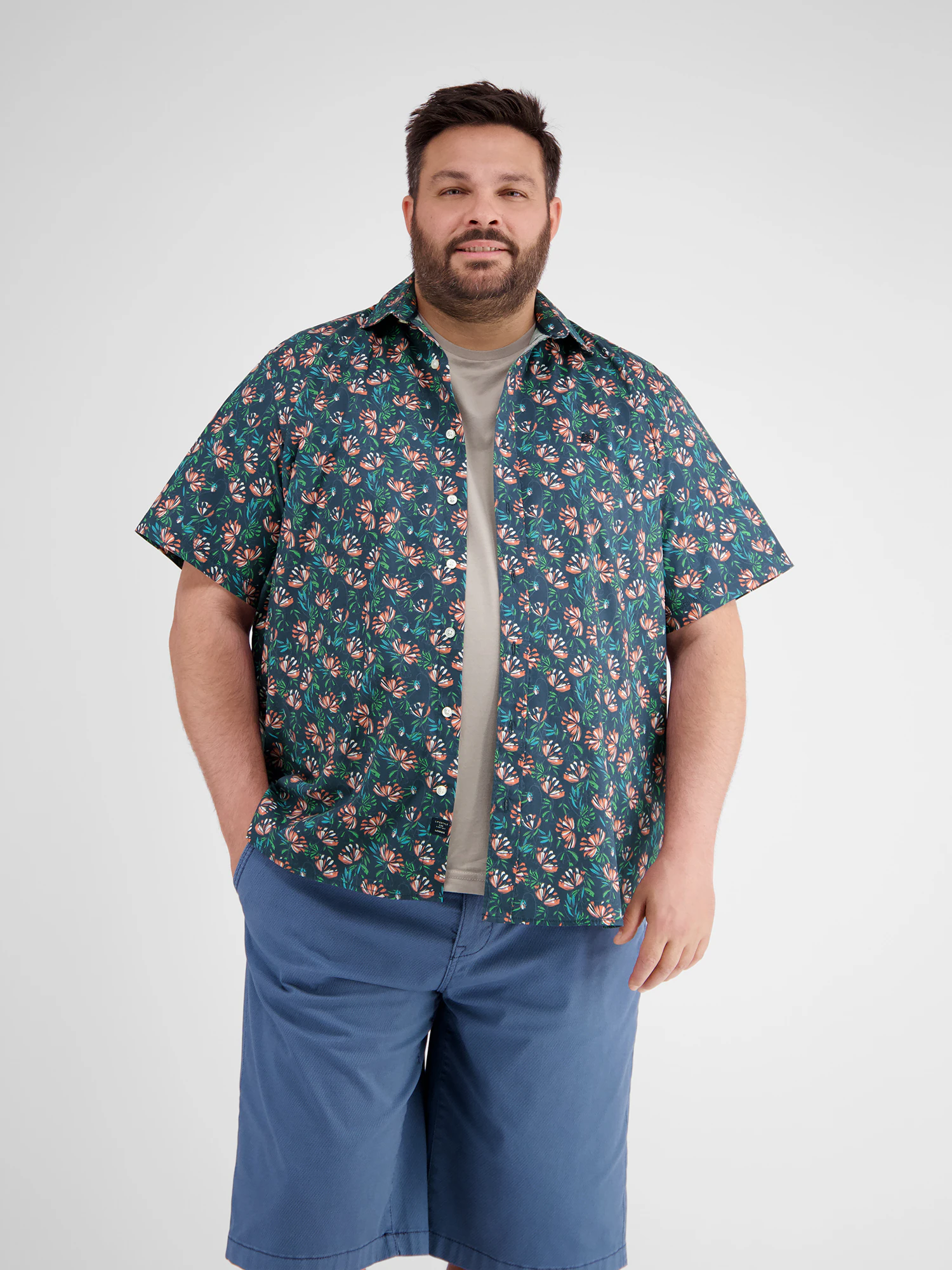 LERROS Kurzarmhemd "LERROS Floral gemustertes Halbarmhemd in Übergrößen" günstig online kaufen