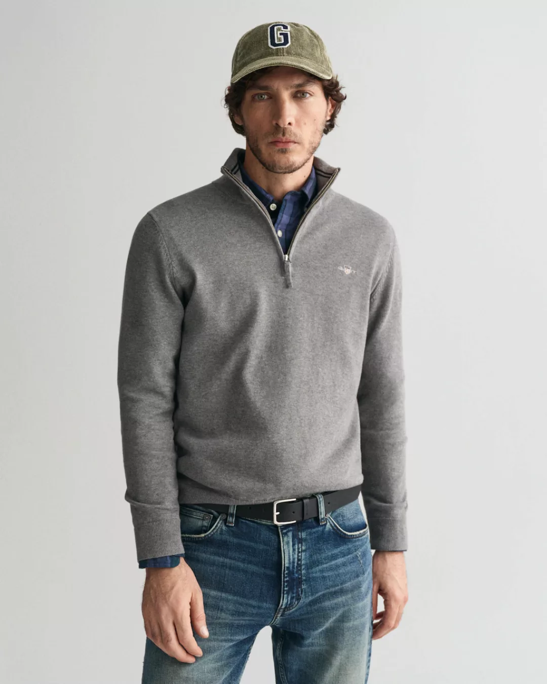 Gant Troyer "CLASSIC COTTON HALF ZIP", mit gerippten Details günstig online kaufen